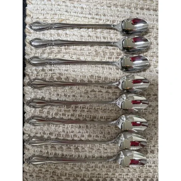 LOT 8 ONEIDA Community CHATELAINE Stainless ICED TEA SPOONS 7 1/2