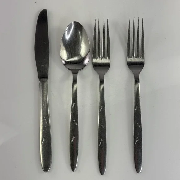 Ashton Stainless Japan MCM Wheat Motif Flatware 4 Piece Lot Knife Spoon Forks