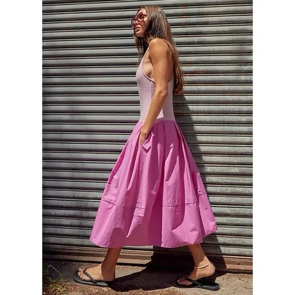 NWT Free People Drops of Venus Midi Dress Pink Large
