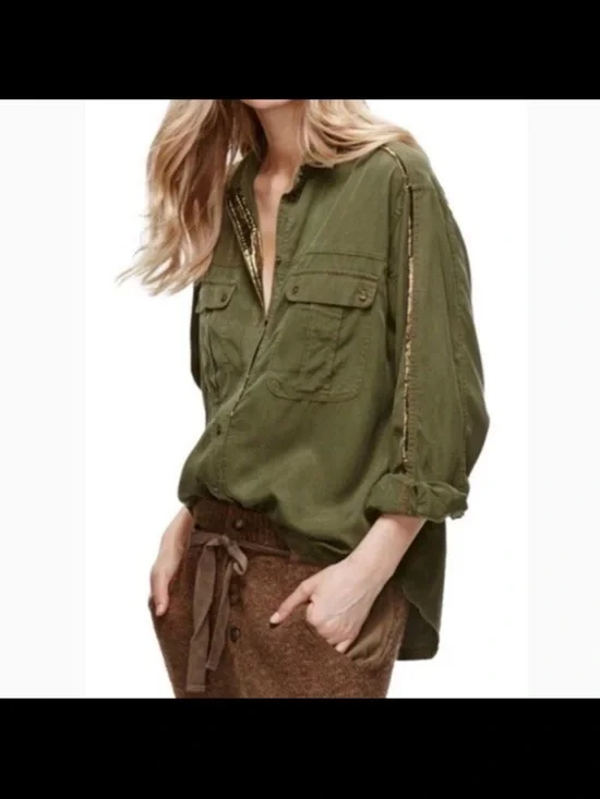 Free People Off Campus utility shirt XS