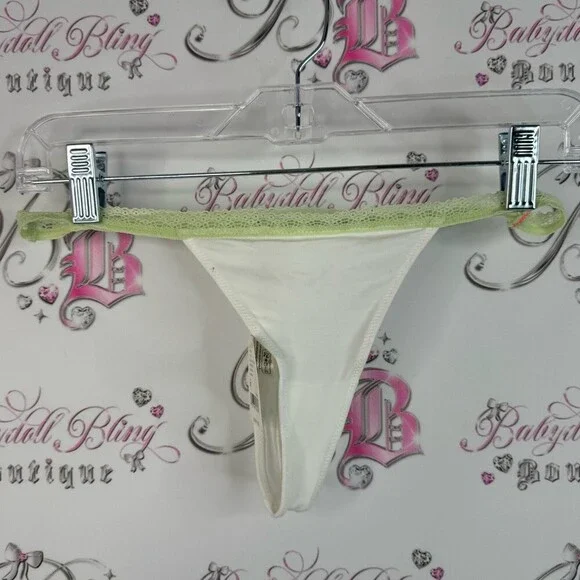Free People thong BRAND NEW WITH TAGS White and Green Lace Trim Panty Lacie