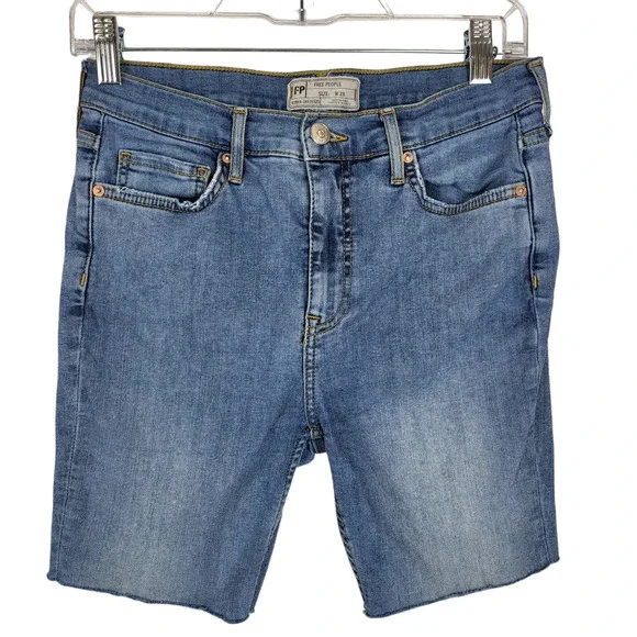 Free People‎ Distressed High Rise Bermuda Shorts Size 28 # 645