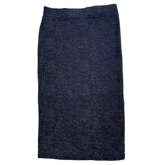 Free People Women’s Navy Geometric‎ Knit Pull On Midi Skirt Medium Stretch