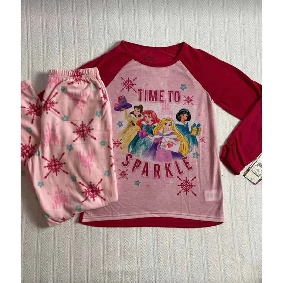 Disney Girls Size 10/12 Princes 2 Piece “Time To Sparkle” Pajama Set