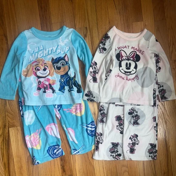 Fleece Minnie Mouse& Paw Patrol Pajama Sets Size 4T