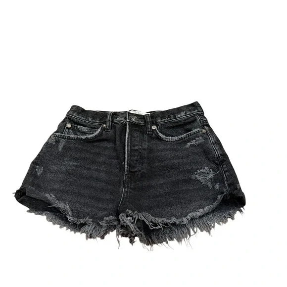 Free People We The Free Blk Distressed Denim Cutoff Shorts Womens 25 Button Fly