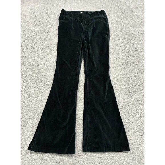 Free People Pants Womens 29 Black Velvet Flare Dress Boho Pockets Party Holiday