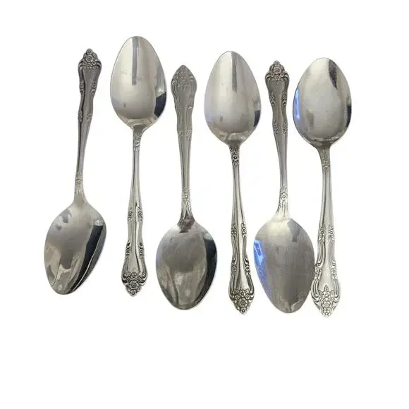WM Rogers Dream Rose Stainless Steel Tablespoons Set of 6 Floral Flatware