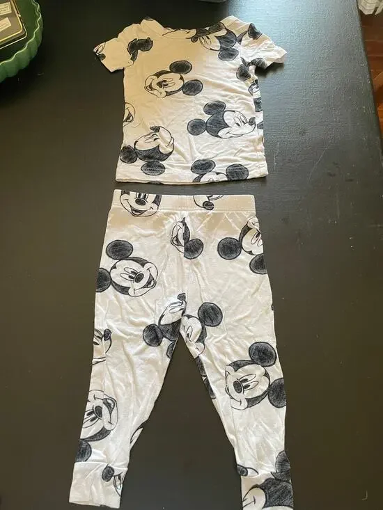 DISNEY JUNIORS Toddler 2pc Sketchy Mickey Mouse Viscose Pajama Set - 18 Months