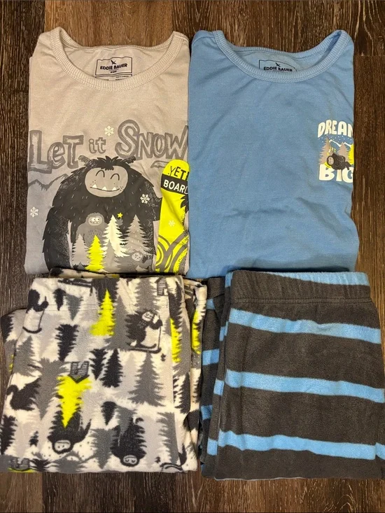 Eddie Bauer Set of 2 Pajama Long Sleeve Shirts and Pants Boys Size Large 14/16