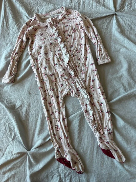 Posh Peanut Floral Ruffle Zip Footed Sleeper