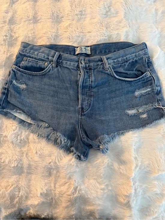 Free People Good Vibrations Distressed Denim Shorts