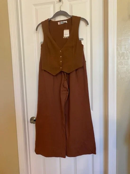 Free People Roxanne Vest and Pants Set Desert Topaz Size XS