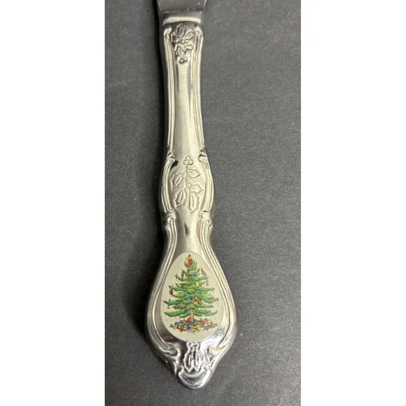 3 Spode Christmas Dinner Knives Tree Stainless Flatware Wallace 9 3/4