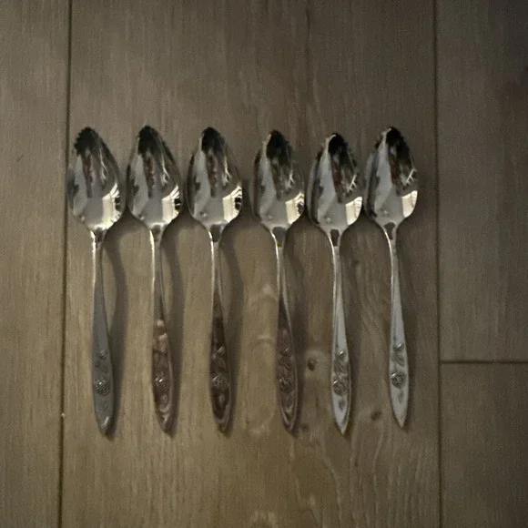 6 PCs Oneida Stainless‎ MY ROSE Grapefruit Spoons USA Made