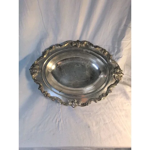 Vintage EGW&S Silverplate Serving Tray Ornate Scroll Edge 13