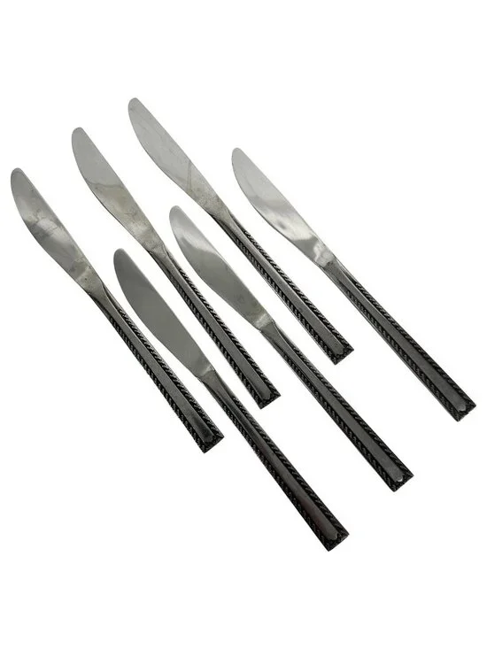 6 Vintage Watertown Stainless Steel Flatware Knives Set Made in Japan 8.5