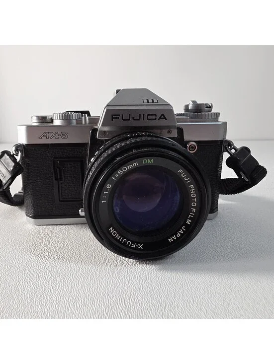 Fujica AX-3 35mm SLR Camera w/ X-Fujinon 50mm f/1.6 DM Lens - Tested Works READ
