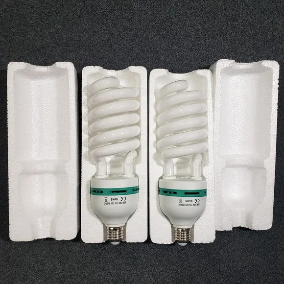 95W Light Bulbs Lot of 2 5500K CFL Daylight Spiral‎ Softbox Photograph Photo