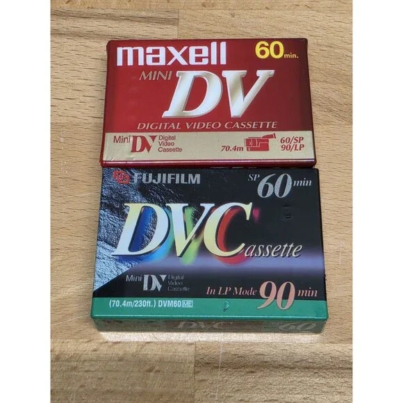 Maxell Fujifilm Mini DV Digital Video Cassette Tapes Lot of 2 DVM60 ME New