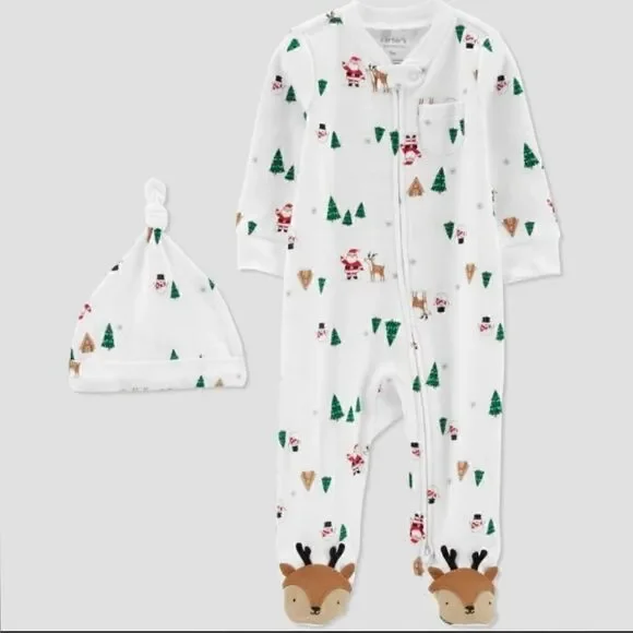 Carter’s Baby Christmas Sleeper & Hat Size 3 Months