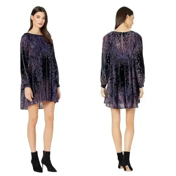 Free People Sz Small Crushed Velvet Whimsigoth witchy Mirror Mirror babydoll