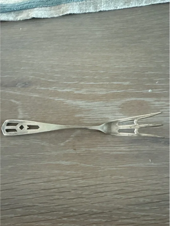 Vintage Silver Plate Pickle Fork with Decorative Cutout Handle