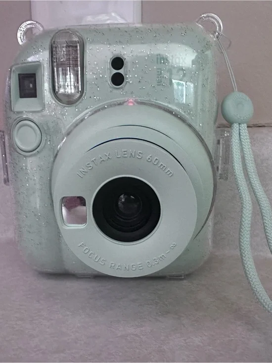 Fujifilm Instax Mini 9 Instant Camera in Mint Green with Glitter Case