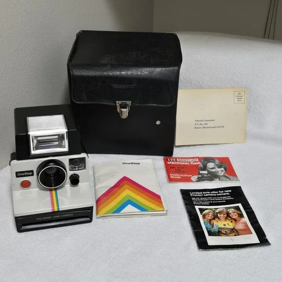 Polaroid One Step Instant Film Land‎ Camera Rainbow Stripe Bundle Works Vintage