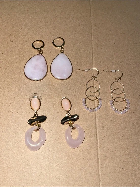 Free People Gold-Tone & Real Stone Beaded Multi-Style Earring Bundle Set