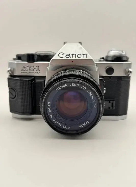 Canon AE-1 Program 35mm SLR Film Camera FD 50mm f/1.8 Lens Silver