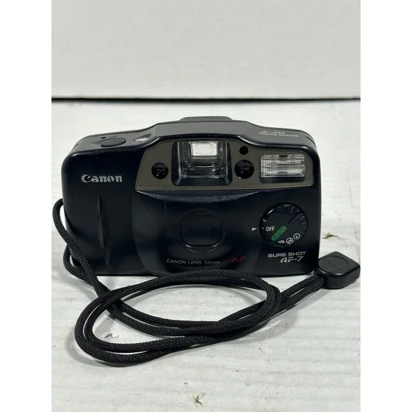 Canon Sure Shot AF-7 35mm Film Camera Point and Shoot Black AF 35mm Lens