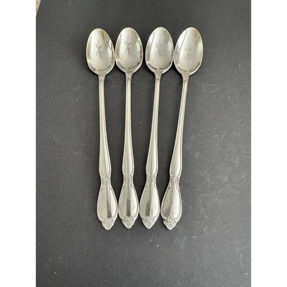 Oneida Community Chatelaine Iced Tea Spoons Stainless Flatware Lot‎ Of 4