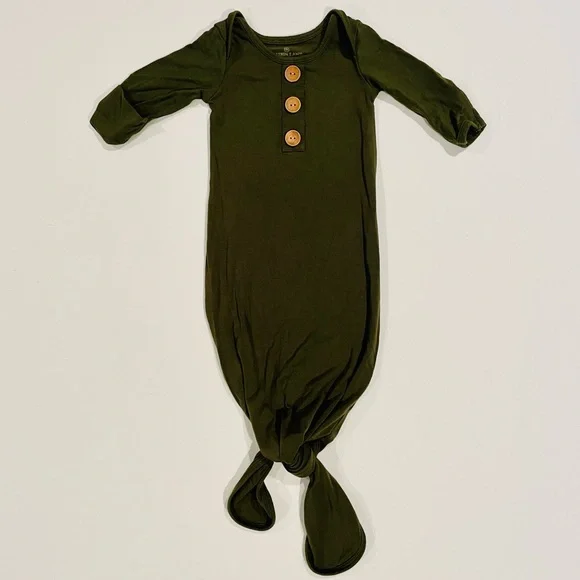 Caden Lane Solid Olive Bamboo Knotted Gown Boys 0-3M Girls Green Sleep Sack Baby