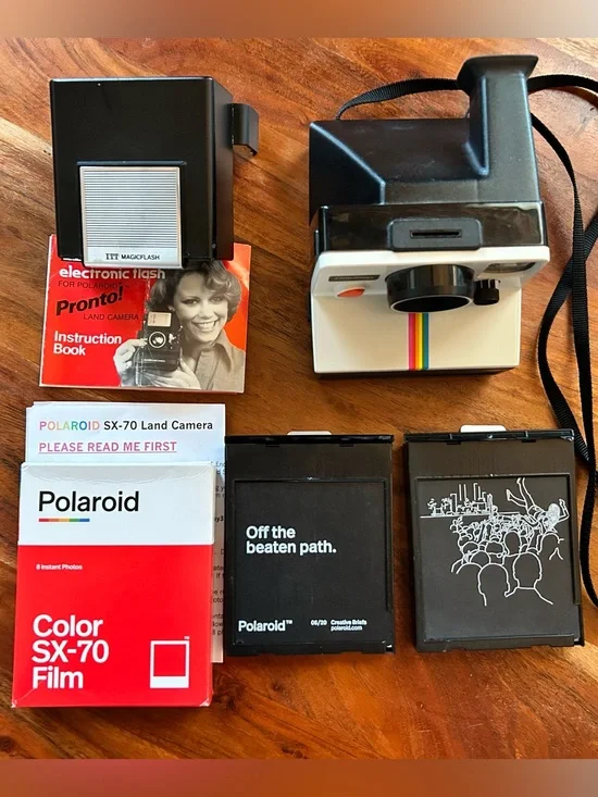 Vintage Polaroid SX-70 Rainbow One Step Camera + Film Bundle