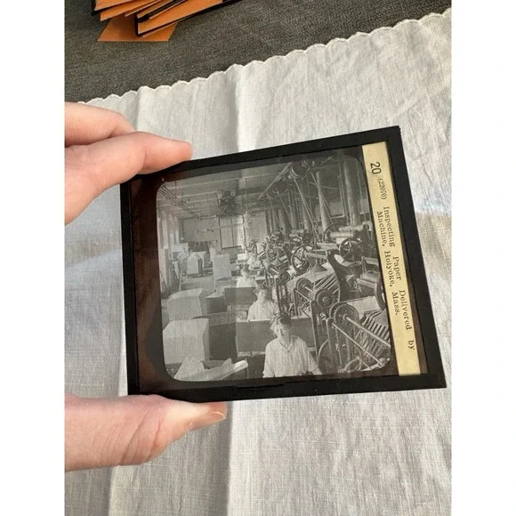 Magic Lantern‎ GLASS Ephemera Inspecting Paper Delivered Machine, Holyoke, Mass.