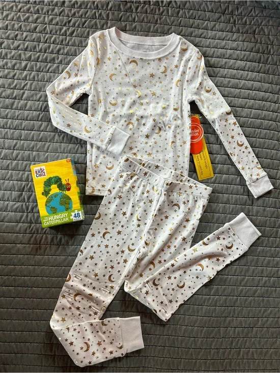 Wonder Nation moon and star  Pajama Set & Hungry Caterpillar puzzle