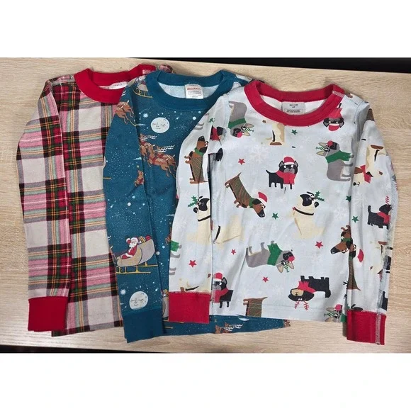 Hanna Andersson Holiday Pajama Top Lot Kids US 5 110 Christmas Organic Cotton