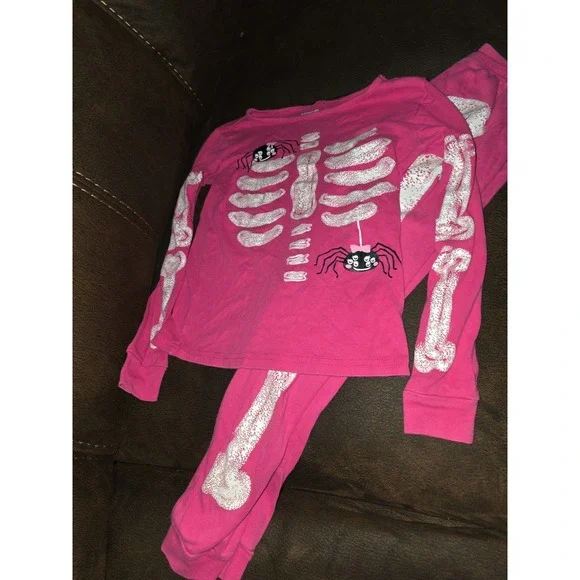 Gymboree fall autumn Halloween skeleton pajamas gymmies sleep size 8