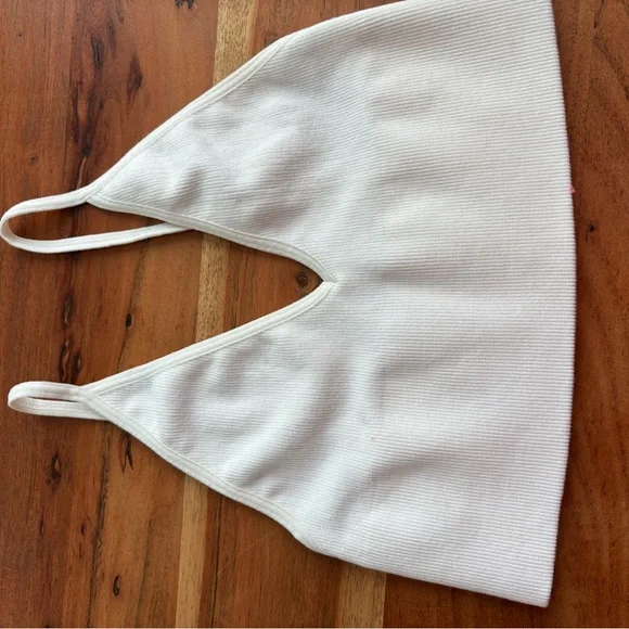 Free People White Ribbed Bralette