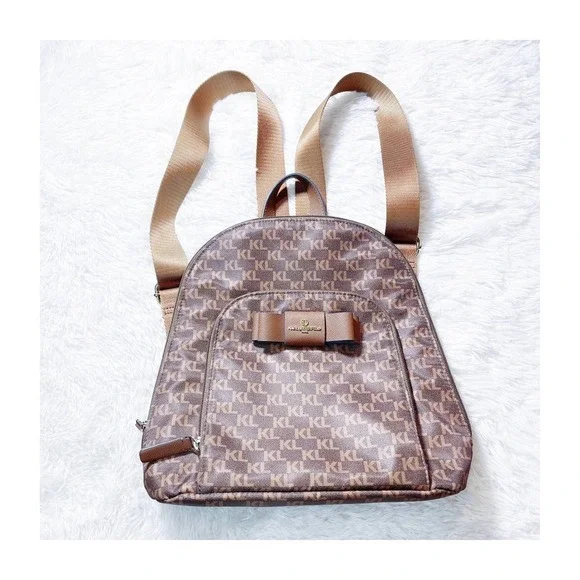 Karl Lagerfeld Backpack Monogram Brown Logo Print