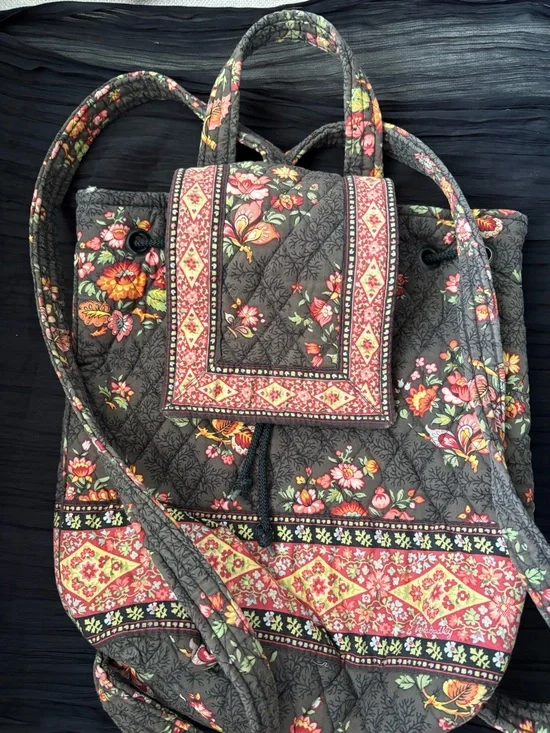Vintage Vera Bradley Mimi Backpack - Chocolat Pattern (Retired 2003) - EUC