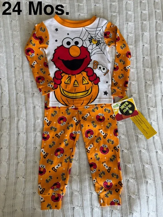 Sesame Street Halloween Elmo PJ Pajama Sleep 24 Months NEW Spooky Spider Glows