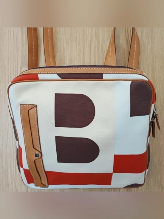 Bally Backpack Leather Canvas Vintage
