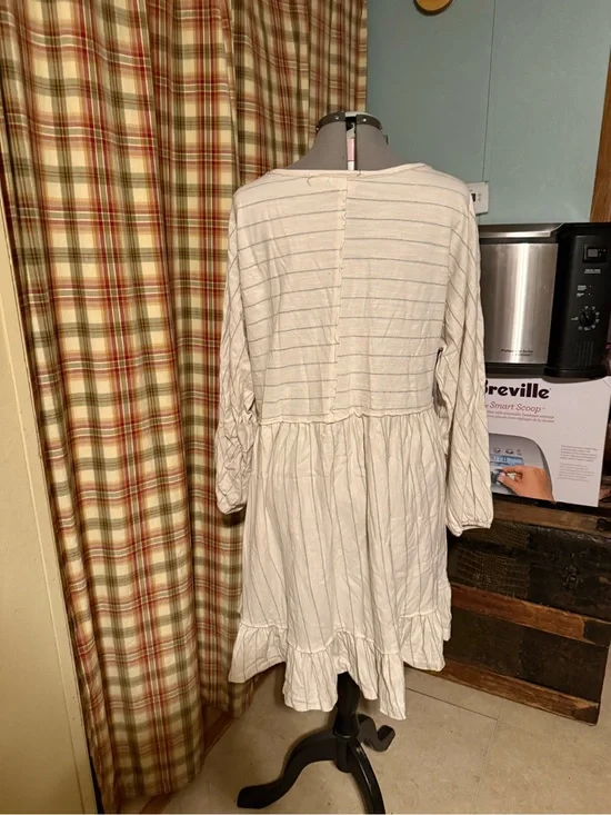 Free People Cream Striped Swim Coverup