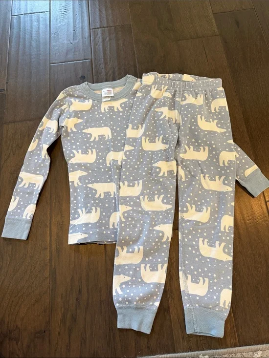 Hanna Andersson Light Blue and White Polar Bear Cotton Pajama Set