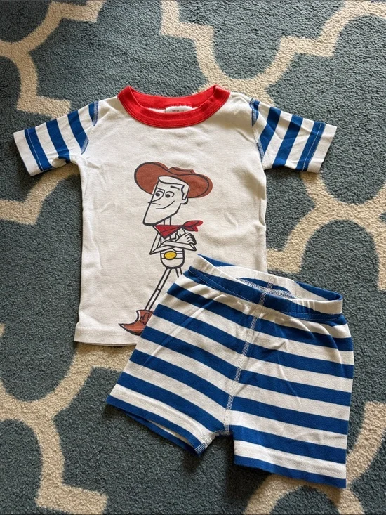 Boy’s Hanna Andersson Blue And White Striped Woody Pajamas