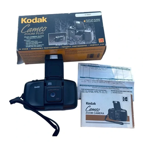 Kodak Cameo Zoom Plus vintage 90s‎ Camera 35mm Black Panoramic Flash tested
