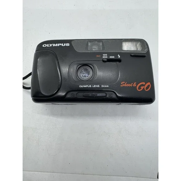 Olympus Shoot & Go R 35mm Point & Shoot Film Camera Fixed Focus Flash Black