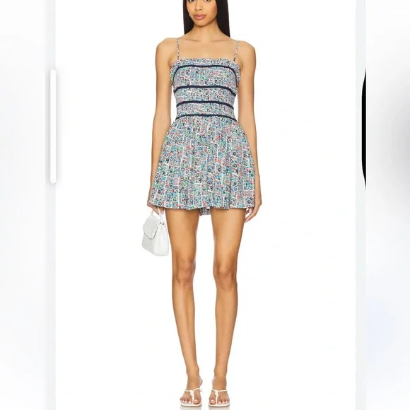 NWT Free People Floral Print Mini Dress Romper new Bali checked out